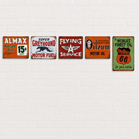 Plaque Métallique Vintage Rectangulaire Imprimée en Aluminium Effet Vieilli Décoration Murale pour Garage Atelier Cave Homme Bar Intérieur