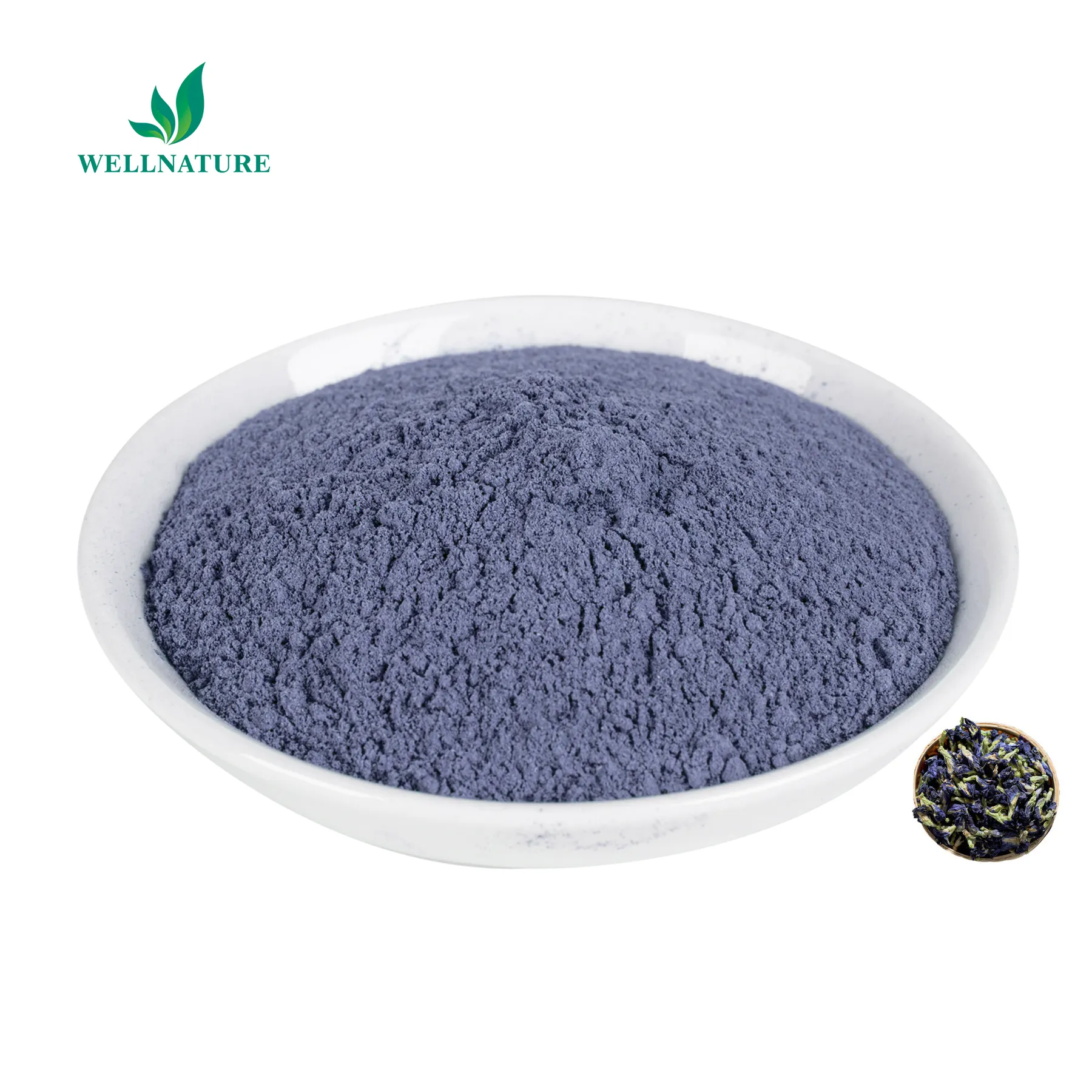 Schmetterlings erbsen blumen produkte Well nature Großhandel Pure Natural Organic Dried Blue Butterfly Pea Flower Powder