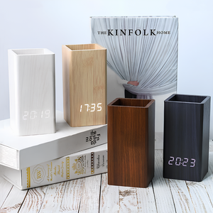 Bằng gỗ nhiệt độ kỹ thuật số chủ bút đồng hồ báo thức không tốn kém LED bảng đồng hồ - Product Image 3