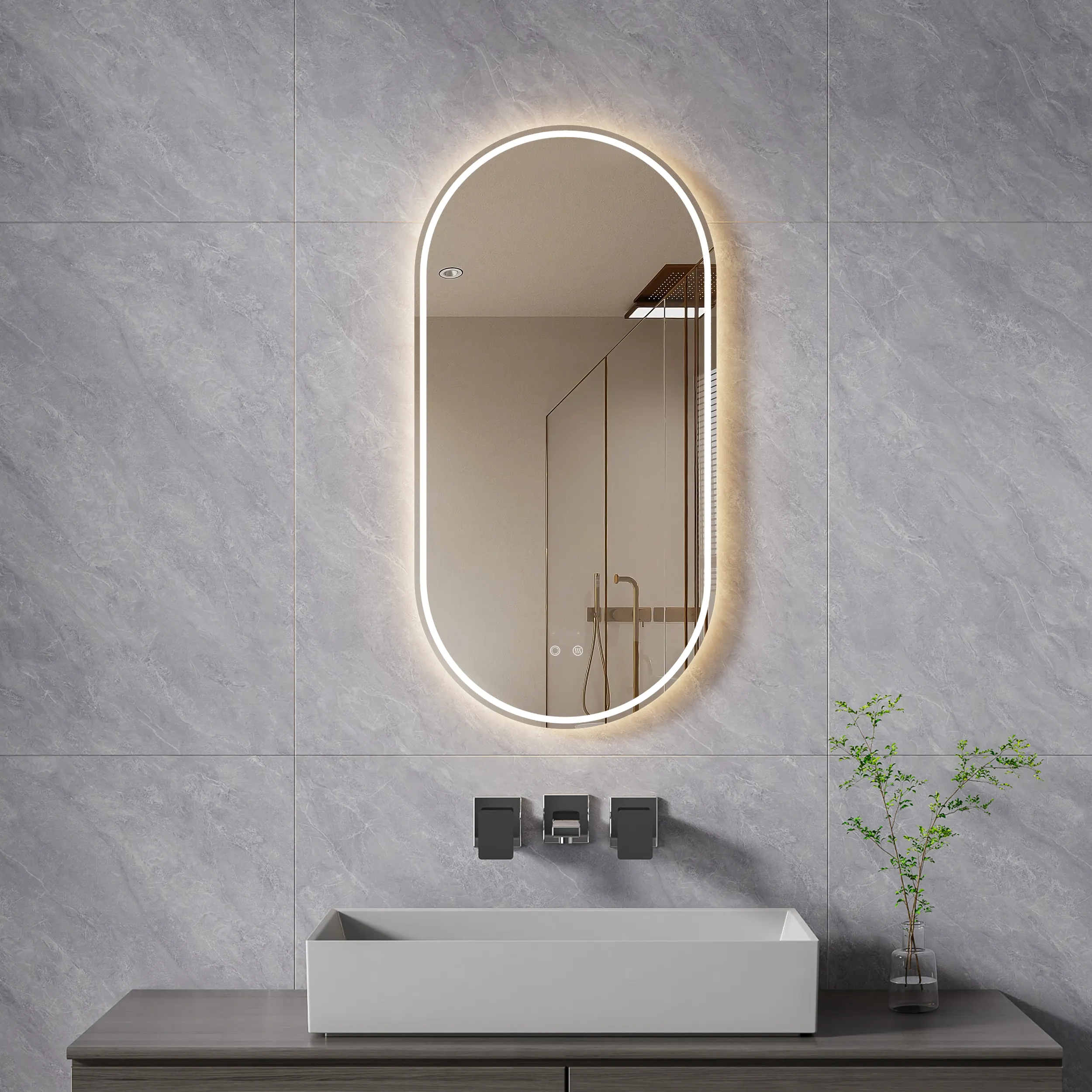 Apartment Hotel Project Bathroom Mirror LED Light Wall Intelligent Smart Mirror With Clock