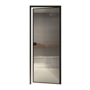 Augurare Design rustico <span class=keywords><strong>grigio</strong></span> vetro temperato con cornice in alluminio francese <span class=keywords><strong>porta</strong></span> a <span class=keywords><strong>battente</strong></span> anteriore in acciaio per interni - Product Image 2