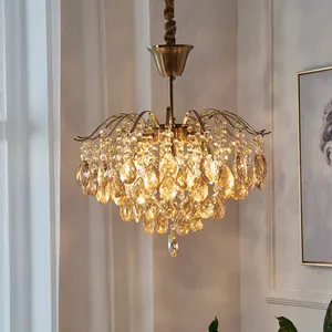 Lampadari di cristallo di lusso leggero per soggiorno, decorazione principale semplice e moderna del ristorante, lampada di cristallo a led