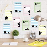 Papier autocollant de commodité à motifs de dessins animés, papeterie fantaisie pour étudiants, planificateur hebdomadaire et quotidien personnalisé, chat noir kawaii décoratif