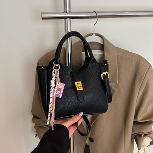 Korean Style Single Shoulder Crossbody <b>Bag</b> <b>Women's</b> New Trendy Fashion Versatile Handheld Bucket <b>Bag</b> Durable PU Material - Product Image 2