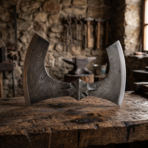 Hache à double tête médiévale forgée à la main - Product Image 2