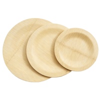 Assiettes rondes en bambou naturel, réutilisables, jetables, écologiques, pour le camping
