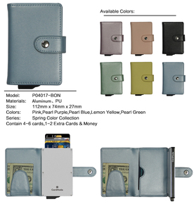 Tarjetero de Aluminio CardHoda con Forro de PU, Bloqueo RFID, Cartera Minimalista Unisex, Cierre Plegable Corto, Clip para Billetes - Product Image 4