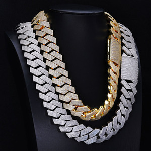 Cadena Cubana de Moissanita Iced Gruesa y Pesada Más Vendida, Plata 925 Bañada en Oro de 18K, Collar Miami Personalizado Estilo Hip Hop VVS1 GRA - Product Image 1