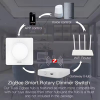 Interruptor de Luz Inteligente Giratorio/Táctil MOES Wi-Fi/ZigBee, AC 100-240V 50-60Hz, Control por Aplicación, Compatible con Life/Tuya, Alexa y Google, Sin Cámara