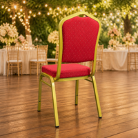 Chaise de banquet empilable robuste, rouge, rembourrée, pour mariage, fête, hôtel, salon, salle à manger, moderne