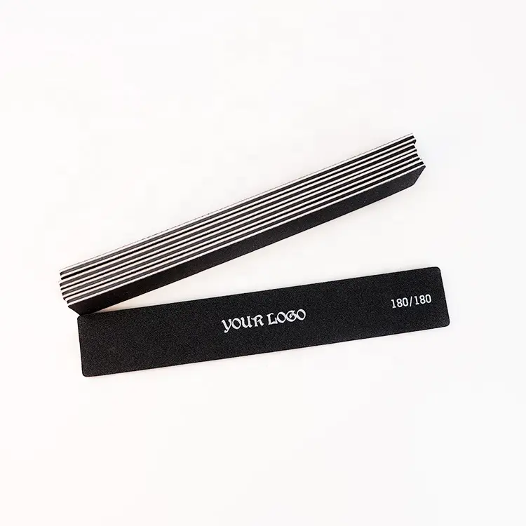 ZIRI Rifornimento Della Fabbrica Strumento di Macinazione Abrasivi Manicure Nails File Personale Logo Bordo di Smeriglio Rettangolo Nero Nail File 80/100/180