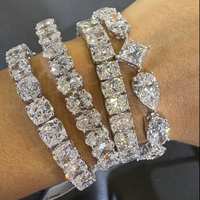 Bracelet Tennis en Argent 925 avec Diamants Moissanite, Style Hip Hop, pour Hommes et Femmes, Bracelet Tennis Glacé, Testeur de Diamants