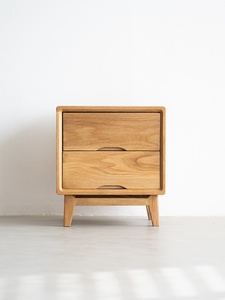 Mesita de Noche Moderna y Elegante de Diseño Nórdico para Dormitorio, de Madera Maciza con Dos Cajones de Almacenamiento, Duradera y Multifuncional - Product Image 6