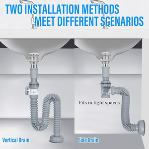 Tubo de Drenaje Flexible y Expandible Moderno, Ecológico, de PVC, Anticorrosión, con Doble Salida en Forma de Y para Baño - Product Image 2