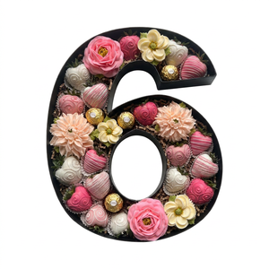 Black Pink Matt Lamination Handmade Charcuterie Board Sushi Food Decor <b>Flower</b> Arrangement Paperboard Fillable Number Shaped <b>Box</b> - Product Image 1
