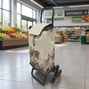 Foldable <b>Platform</b> Stair Climbing Compact Durable Grocery <b>Trolley</b> Tropical Grey Design Large Capacity Waterproof Shopping Bag 6'' - Product Image 3