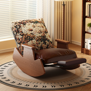 Sillón Mecedora Telescópico de Madera Maciza para Sala de Estar o Dormitorio, Silla Mecedora con Respaldo L92 - Product Image 2
