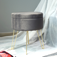 HStex Fauteuil de salon, tabouret de meuble, pouf de canapé rond, tabouret en métal doré, table basse