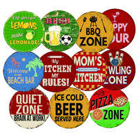 Panneaux de décoration d'art mural en métal vintage rond antique signe à essence rond Garage Man Cave tenture murale décoration étain signe