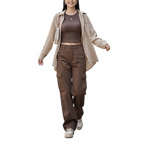 New Arrival Autumn Regular Casual High Waist Women's Pocket Cargo Straight Anti-static Quick Dry Breathable Eco-Friendly Pants - Product Image 3