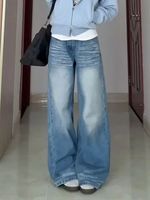 Jeans décontractés pour femmes à taille haute, coupe ample, respirants, en denim délavé, design personnalisé