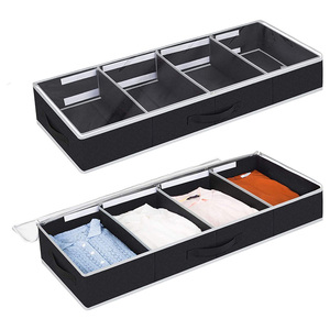 Foldable Non Woven Clear PVC Window Under Bed Storage Bag Breathable Clothes Blankets Under Bed Storage Bags for Bedrooms