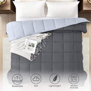 Lightweight Reversible Bed Comforter <strong>King</strong> <strong>Size</strong> All-Season <strong>Duvet</strong> Insert Soft Cozy Dark Gray &amp; White Quilted Cover for Home Hotels - Product Image 4