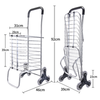 Chariot de courses pliable en aluminium 35L pour escaliers, capacité 40KG, roues en PVC à quatre roues, support OEM, outils Lupai
