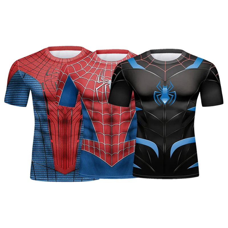 Cody Lundin Gym Man Fitness Korte Mouw Compressie Shirt Spider Superhelden Print Mode Doek Voor Hardlooptraining