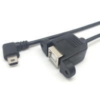 USB 2,0 B hembra de montaje en Panel a ángulo izquierdo USB Mini 5Pin Cable macho