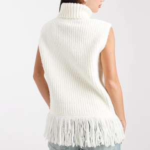 Wisrise Factory Nouveauté en gros – Débardeur en maille torsadée sans manches avec franges pour <span class=keywords><strong>femme</strong></span>, élégant et oversize - Product Image 6