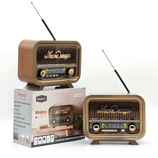 FX-2543B FEEXOT 3 Band Retro Radio AM FM SW Portable Vintage Wireless BT Speaker with USB TF Card Play & 18650 Battery