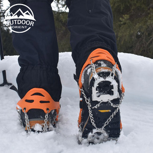 Ensemble <span class=keywords><strong>de</strong></span> Crampons à rayures antidérapantes pour chaussures et bottes, en acier inoxydable, pour homme et femme, 13 pointes pour la randonnée et la <span class=keywords><strong>pêche</strong></span> - Product Image 3