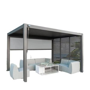 Pavillon personnalisé en aluminium avec toit rabattable, imperméable, parasol de loisirs, structure extérieure artistique pour piscine - Product Image 2