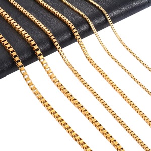 Collier long en acier inoxydable, chaîne à maillons carrés, accessoires de bijoux pour femmes et hommes, plaqué or, collier ras du cou - Product Image 2