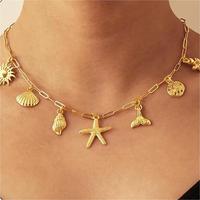 2024 nouveautés Moana thème bohême étoile de mer conque coquille pendentif collier pour femmes été plage bijoux cadeaux