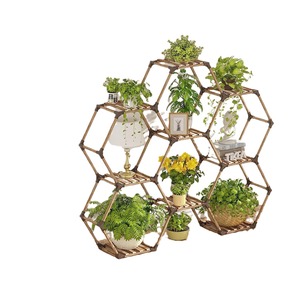 Soporte Hexagonal para Plantas de Madera Maciza 141x25x97cm, Estante de Almacenamiento Multicapa para Uso en Interiores y Exteriores - Product Image 2