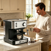 Cafetera Espresso Compacta Anbolife de 20 Bares con Protección contra Sobrecalentamiento y Sobrepresión, Filtro Doble de Acero Inoxidable, Fácil Limpieza, Certificación CE ROHS