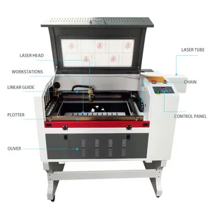 Desktop Portabel 4060 60W 80W 3d Kristal Kaca Akrilik Kayu Co2 Laser Mesin Pemotong Ukir untuk Harga Potong