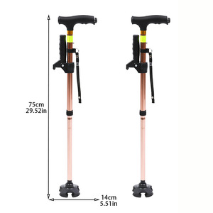 Telescopic Aluminum Alloy Walking Stick With Led <b>Light</b> Outdoor Hiking <b>Pole</b> Lightweight Four Legged Armrest Non Slip - Product Image 4