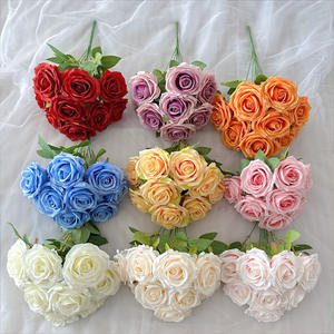 Gran oferta, nuevo, 9 cabezas, perla, rosa, tela <span class=keywords><strong>de</strong></span> abrasión, ramo <span class=keywords><strong>de</strong></span> simulación <span class=keywords><strong>de</strong></span> rosas, decoración del Día <span class=keywords><strong>de</strong></span> San Valentín, flores falsas - Product Image 2