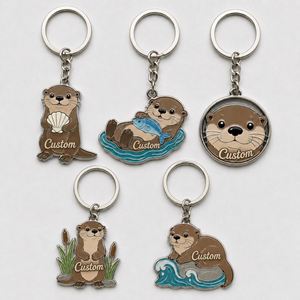 Porte-clés personnalisé en gros en forme de loutre, mini porte-clés, décoration pour les amoureux de la faune, souvenir de protection animale, porte-clés en métal - Product Image 3