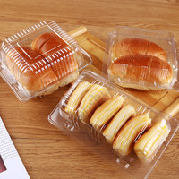 Récipient d'emballage alimentaire transparent en PET à clapet spécial pour boulangerie, boîte à gâteau jetable, boîte à pain à emporter transparente