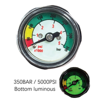 5000 PSI High Pressure Scuba Diving Pressure Gauge 1 Inch Face 7/16"-20UNF Threads