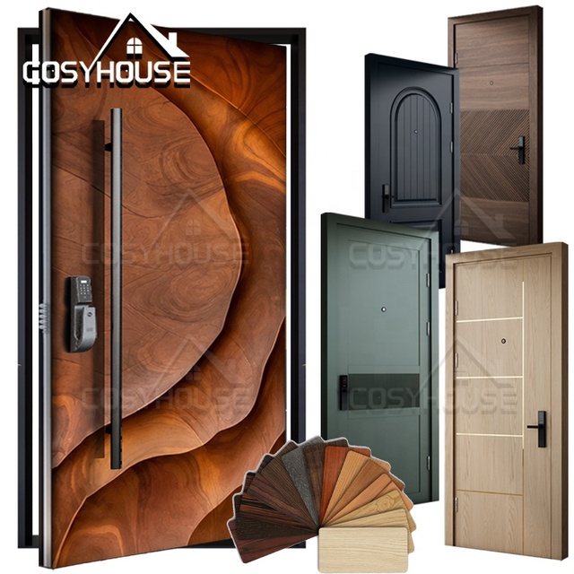 Modern Outdoor Security Steel Doors for Houses Home Main Entrance Pivot Door Simple Metal Bullet Proof Exterior Front Entry Door