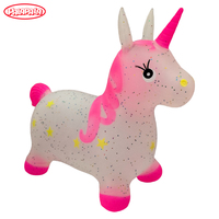 Nuevo Caballo Inflable de Juguete con Lentejuelas de Colores Transparentes, Caballo Saltador Unicornio, para Niños, Caballo de Cuero Grueso para Montar