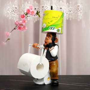 Porte-mouchoirs créatif en forme de singe, design de dessin animé, figurine décorative autoportante pour la maison - Product Image 2