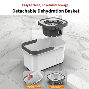 Serpillère microfibre portable mains libres rotative à 360° pour nettoyage des sols domestiques, avec seau essoreur facile à nettoyer et poignée amovible - Product Image 4