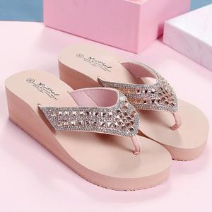 Sandali <span class=keywords><strong>donna</strong></span> estate strass ciabatte moda scarpe da spiaggia tacchi <span class=keywords><strong>infradito</strong></span> traspiranti - Product Image 4