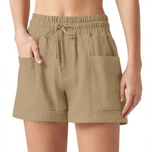 Pantalones Cortos Deportivos Casuales Transpirables de Lino y Algodón Minimalistas 2026, Corte Regular, Cintura Alta, para Correr y Fitness, Precio Económico - Product Image 2